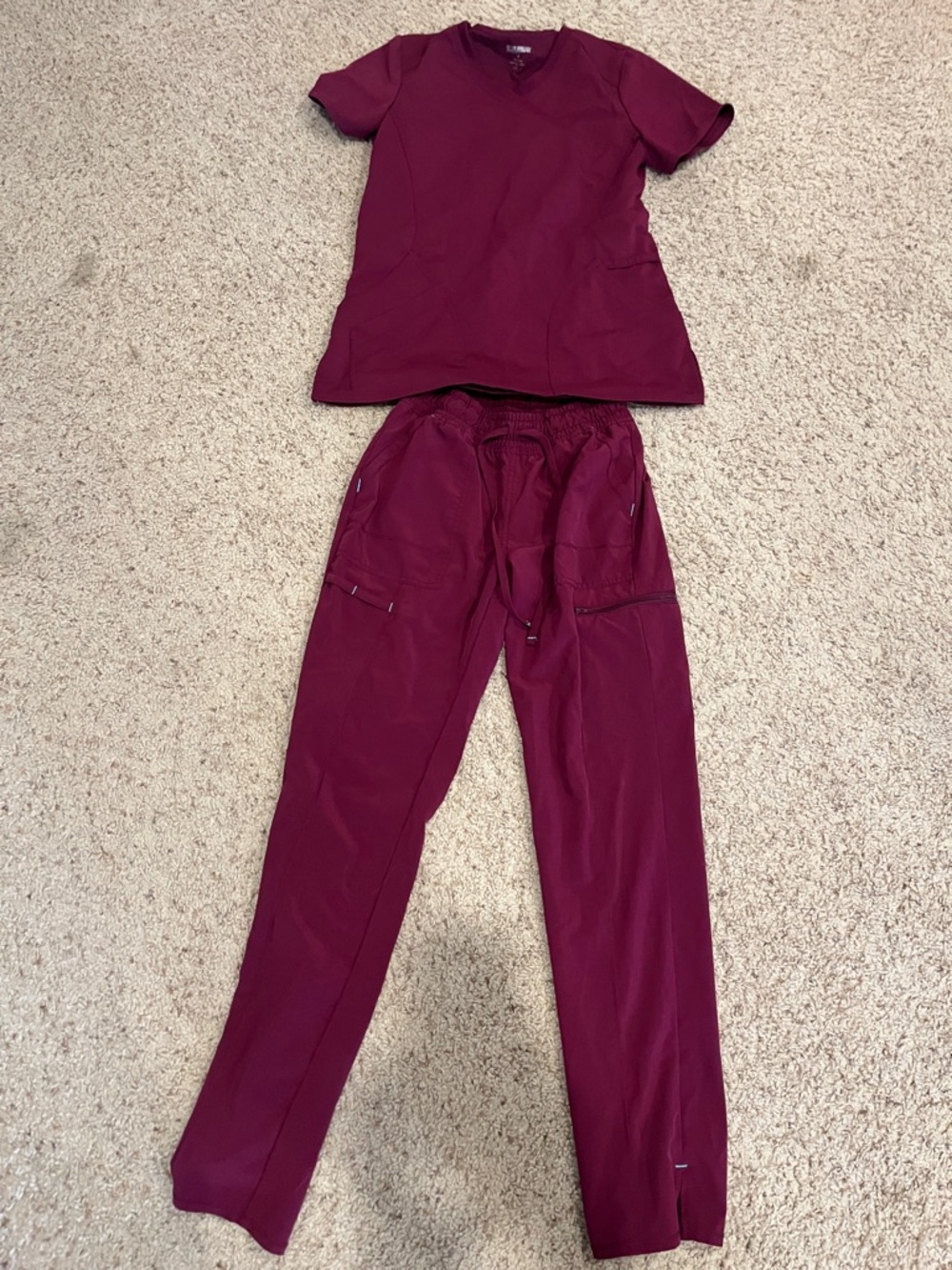 Scrubstar Burgundy V-Neck Medical Top and pants